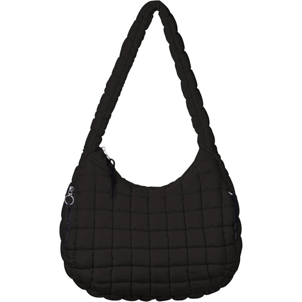 🆕Women Black Puffer Tote Bag Quilted Crossbody Bag Padding Cotton Carryall Bag